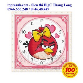 Tranh thêu đồng hồ con chim